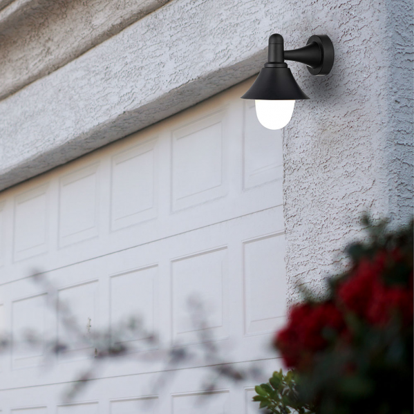 Aplique exterior Mentol Negro IP44 de Fabrilamp, modelo 127161009, iluminación para jardín, carcasa de policarbonato