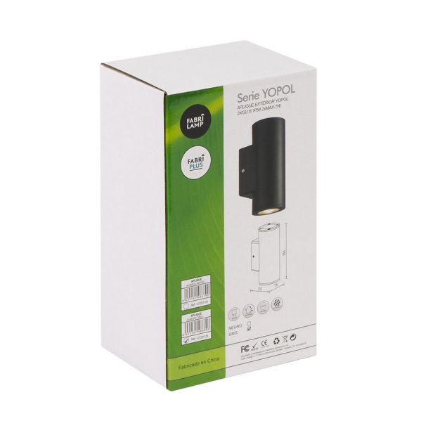 Aplique exterior Yopol gris cilindro IP54 de Fabrilamp, iluminación exterior para jardín y terraza en policarbonato