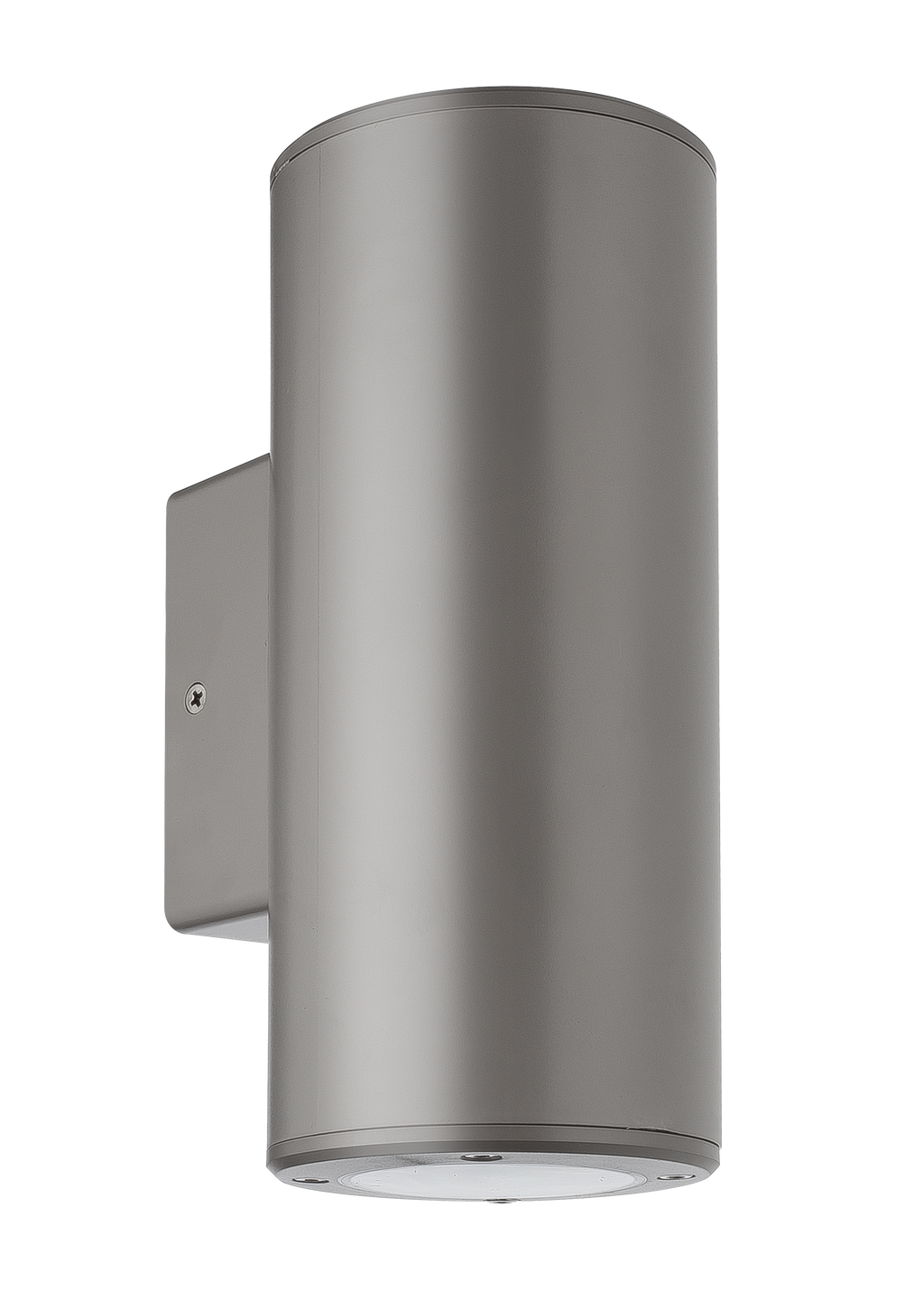 Aplique exterior Yopol gris cilindro IP54 de Fabrilamp, iluminación moderna en policarbonato para jardín y terraza.