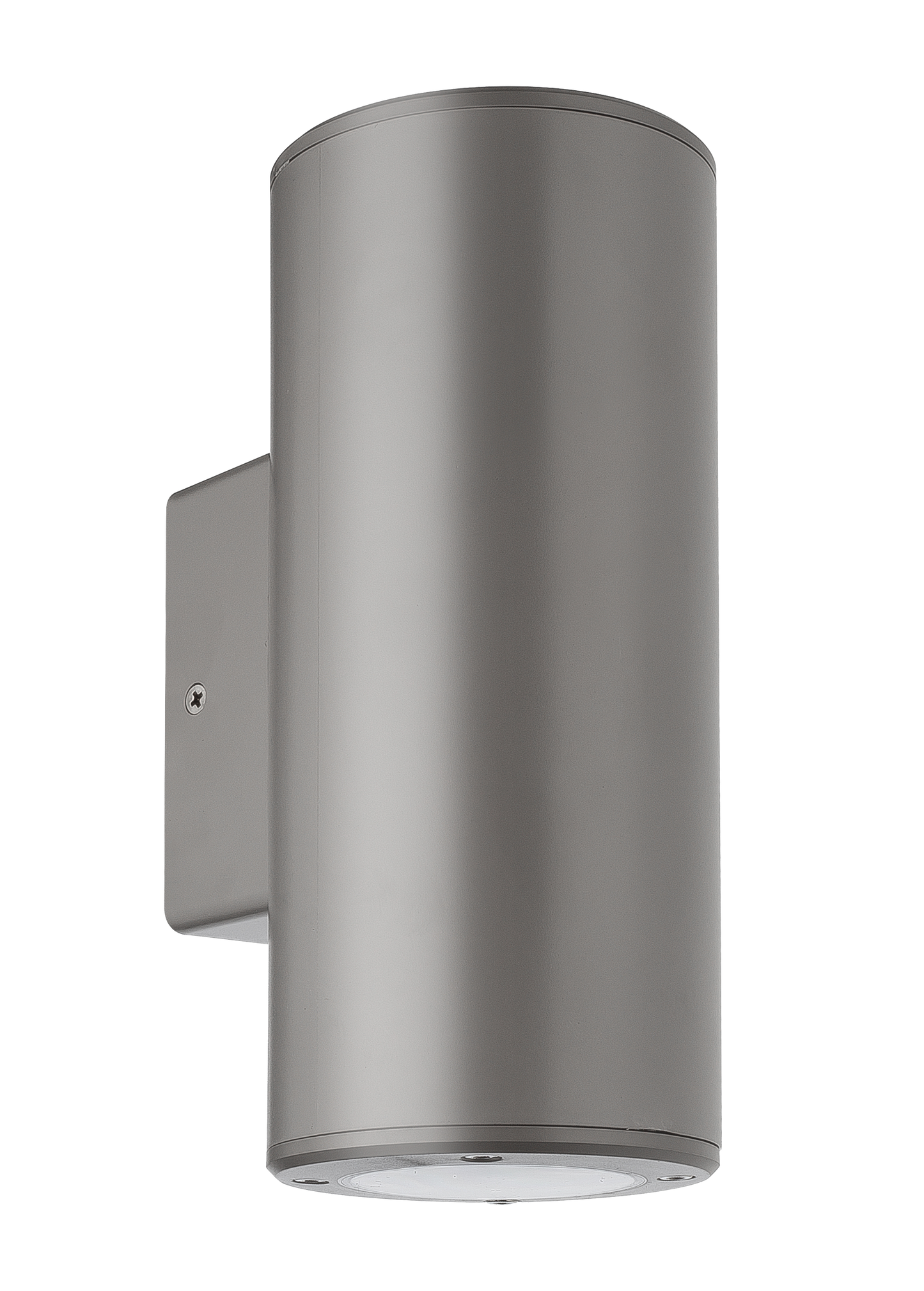 Aplique exterior Yopol gris cilindro IP54 de Fabrilamp, iluminación moderna en policarbonato para jardín y terraza.