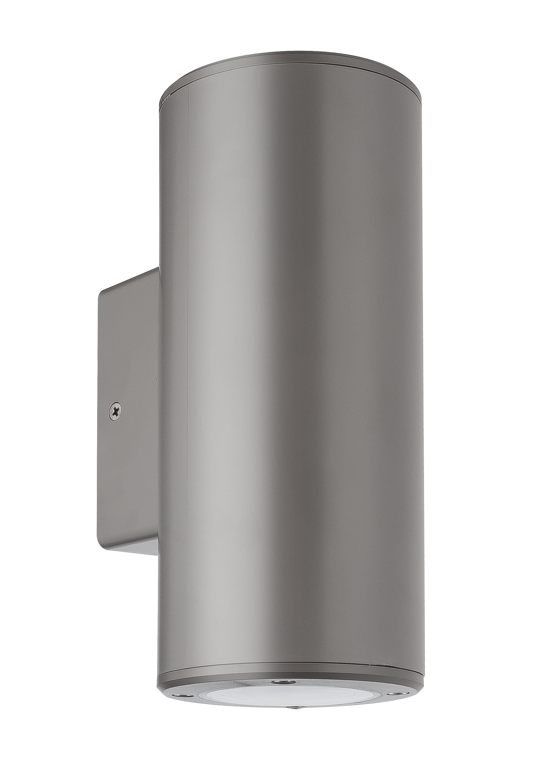 Aplique exterior Yopol gris cilindro IP54 de Fabrilamp, iluminación moderna en policarbonato para jardín y terraza.