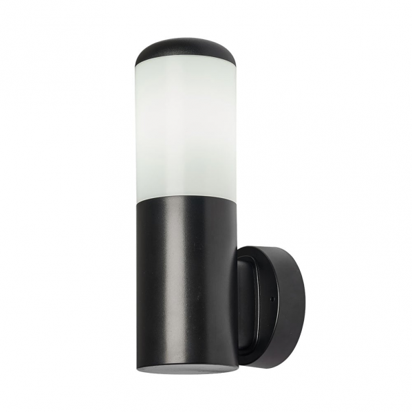 Aplique exterior Azafrán negro IP44 de Fabrilamp en pared, luminaria de policarbonato negro para jardín o terraza, iluminación exterior moderna