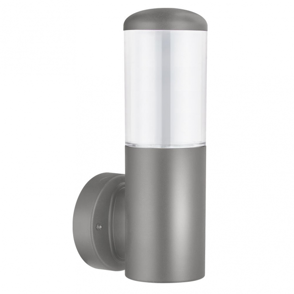 Aplique exterior Azafrán Gris de Fabrilamp, IP44, iluminación exterior para jardín y terraza; policarbonato, uso doméstico (modelo 127361028).