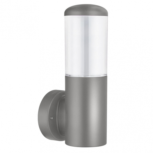 Aplique exterior Azafrán Gris de Fabrilamp, IP44, iluminación exterior para jardín y terraza; policarbonato, uso doméstico (modelo 127361028).