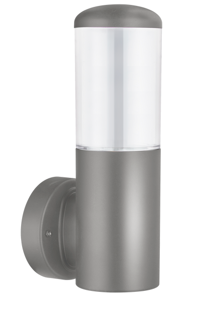 Aplique Exterior Azafrán Gris de Fabrilamp, modelo 127361028, iluminación exterior para jardín y terraza, IP44, cuerpo de policarbonato, uso doméstico.