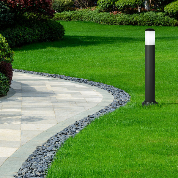 Pilar exterior Azafrán Negro 70 cm, Fabrilamp. Iluminación exterior IP44 para jardín, policarbonato, diseño moderno en negro.