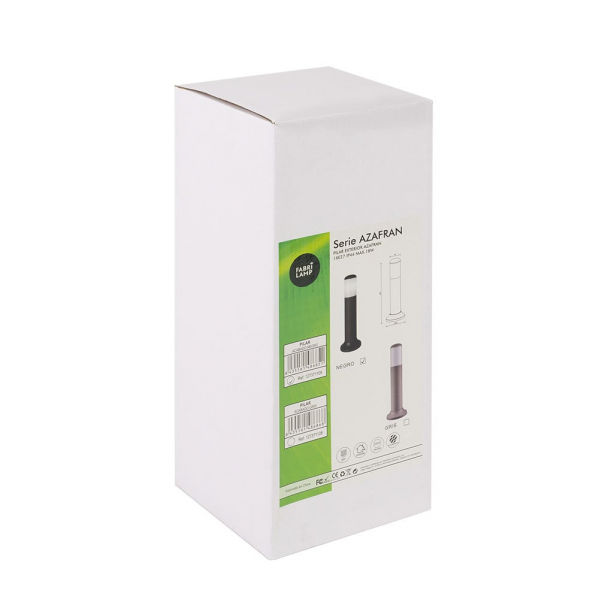 Pilar Exterior Azafrán Negro de Fabrilamp, iluminación exterior para jardín, terraza o sobremuro, acabado negro en policarbonato, IP44, modelo 127371109