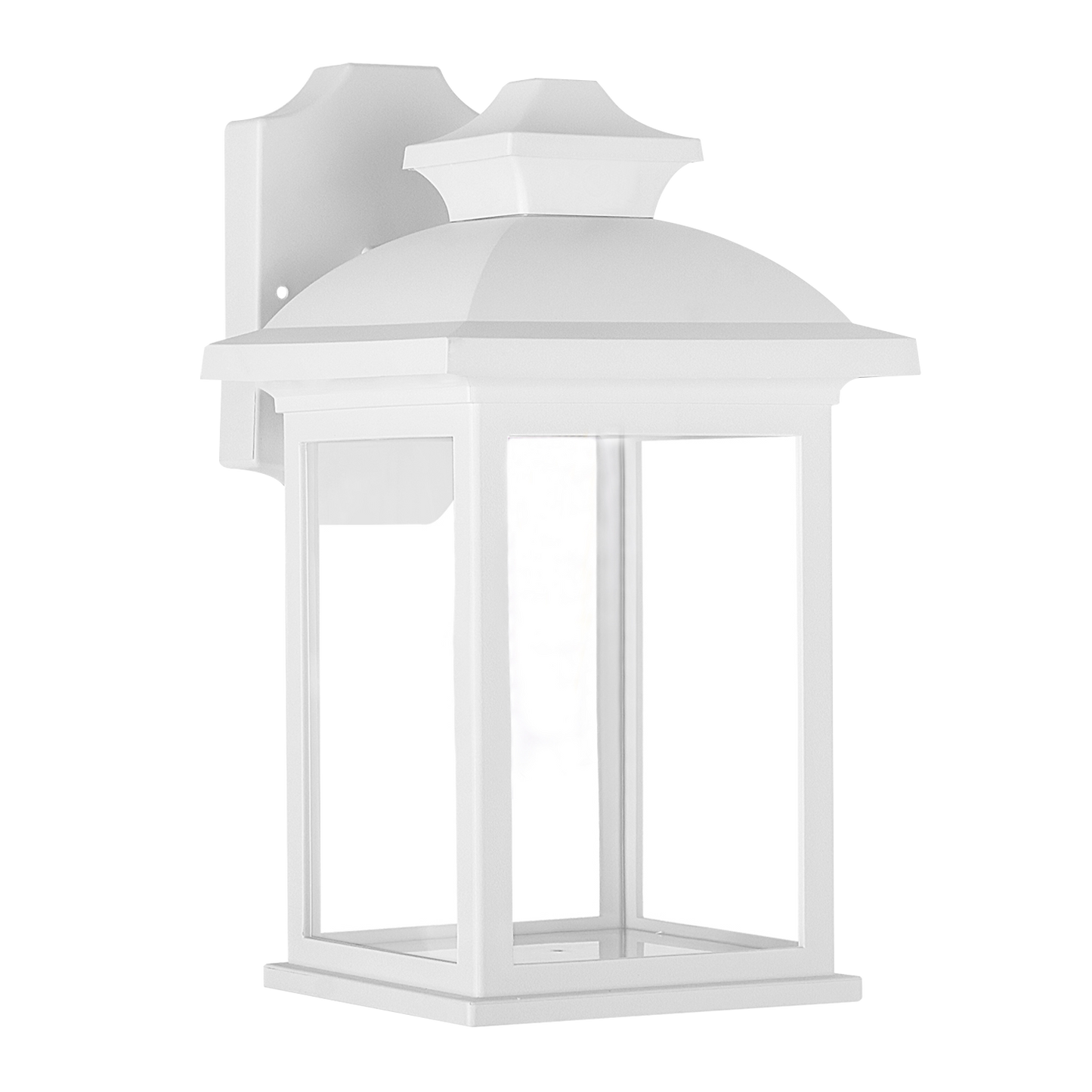 Aplique exterior Alcandia blanco IP44 de Fabrilamp, luminaria de policarbonato para jardín y terraza, iluminación exterior de estilo clásico