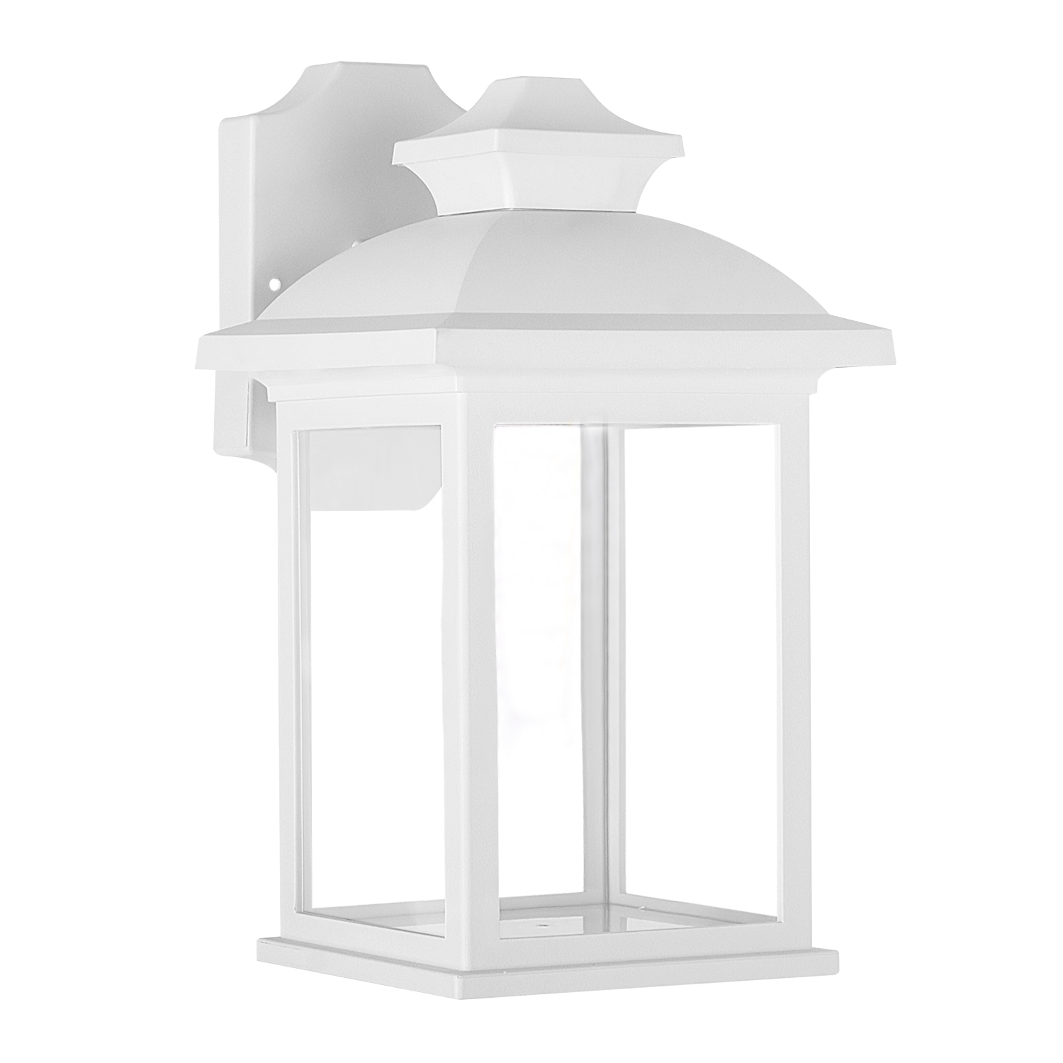 Aplique exterior Alcandia blanco IP44 de Fabrilamp, luminaria de policarbonato para jardín y terraza, iluminación exterior de estilo clásico