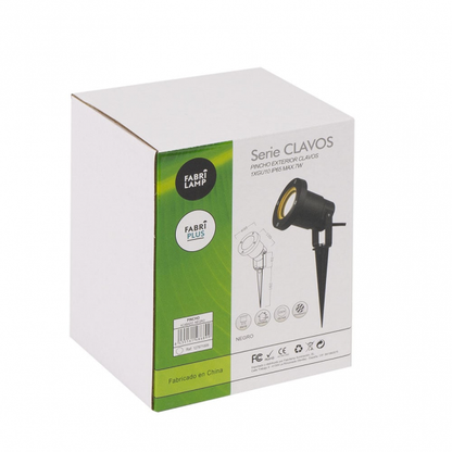 Pincho exterior negro IP65 de Fabrilamp, iluminación de jardín en policarbonato para suelo exterior (127671009).