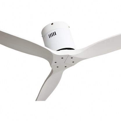 Ventilador de techo Aguilon blanco de 132 cm con 6 velocidades, motor DC de bajo consumo, aspas de madera y mando a distancia, modelo Abrila 128290301 para ventilación doméstica interior con temporizador