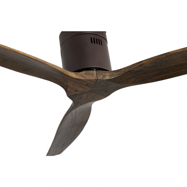 Ventilador de techo Aguilón Marrón Roble de 132 cm con 6 velocidades, motor DC silencioso, mando a distancia y diseño en madera roble para interiores domésticos, modelo Abrila 128290302 AI2
