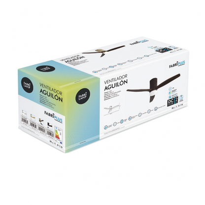 Ventilador de techo Aguilon en acabado marrón roble de 132 cm, modelo Abrila 128291302 con 6 velocidades, motor DC eficiente para ahorro de energía, luz LED integrada, mando a distancia y diseño interior doméstico AI2.