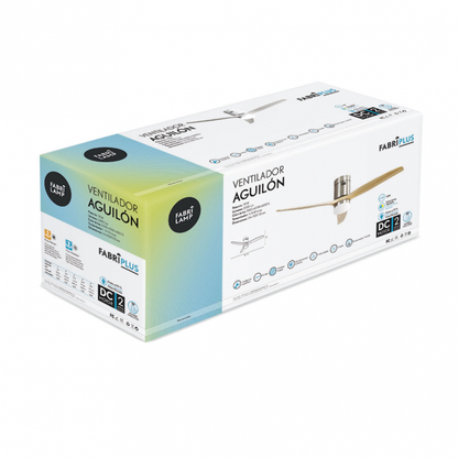 Ventilador de techo Aguilon en níquel y haya de 20W DC con LED integrado, 6 velocidades regulables, temporizador y motor eficiente para interior doméstico, modelo Abrila AI2 128291342