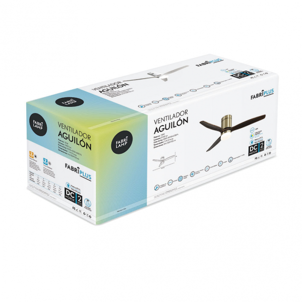 Ventilador de techo Aguilon en cuero roble con motor DC de 20W, 6 velocidades y luz LED integrada regulable, modelo Abrila 128291364 para interior doméstico