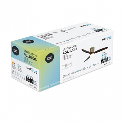 Ventilador de techo Aguilon en cuero roble con motor DC de 20W, 6 velocidades y luz LED integrada regulable, modelo Abrila 128291364 para interior doméstico