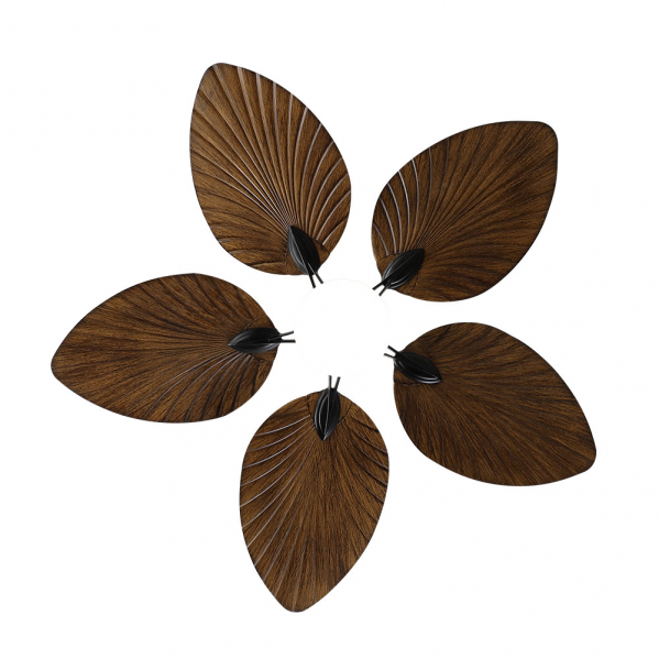 Ventilador de techo Colla DC 26W negro/marrón de 132 cm con aspas tropicales, motor DC eficiente para ahorro energético, LED integrado, mando remoto y temporizador - modelo Abrila 128891502 para interiores domésticos