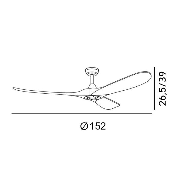 Ventilador de techo DC Marin en níquel y roble de 152 cm con 6 velocidades, motor eficiente y mando a distancia - modelo Abrila 129090302 para interiores domésticos