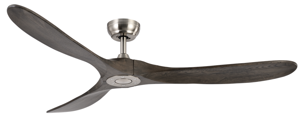 Ventilador de techo DC Marin en níquel y roble de 152 cm con 6 velocidades, mando a distancia, temporizador y motor eficiente para interiores domésticos, modelo Abrila 129090302.