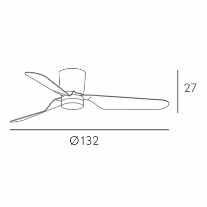 Ventilador de techo Kochi en níquel satinado de 132 cm con LED integrado, 6 velocidades, motor DC eficiente en energía, control remoto, temporizador y diseño moderno para interiores domésticos de Abrila modelo 129191342.