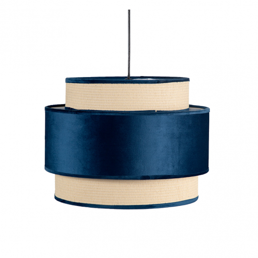 Colgante 3 pantallas Adriano azul de Abrila modelo 130491008 con 1 bombilla E27, diseño moderno de iluminación interior textil para decoración doméstica