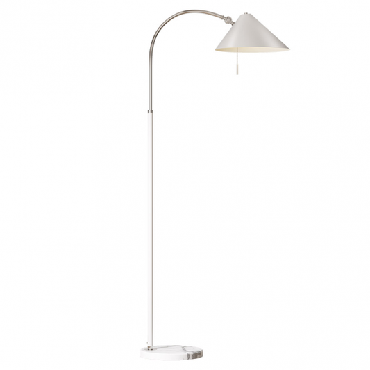 Pie de salón Empire blanco moderno de metal, dimensiones 167x30x85 cm, modelo Abrila 131041001, lámpara de pie para decoración interior doméstica con bombilla E27, estilo ai2 contemporáneo en color blanco.