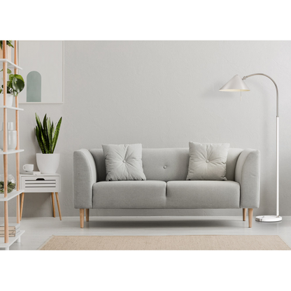 Pie de salón Empire blanco de Abrila, modelo 131041001, dimensiones 167x30x85 cm, lámpara de pie moderna en metal para decoración interior doméstica con bombilla E27, estilo contemporáneo en blanco.