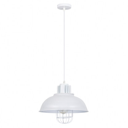 Colgante Emu Blanco de Abrila, lámpara colgante de metal industrial retro 33x33 cm, diseño rústico en blanco para decoración interior doméstica, referencia 132191001