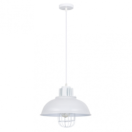 Colgante Emu Blanco de Abrila, lámpara colgante de metal industrial retro 33x33 cm, diseño rústico en blanco para decoración interior doméstica, referencia 132191001