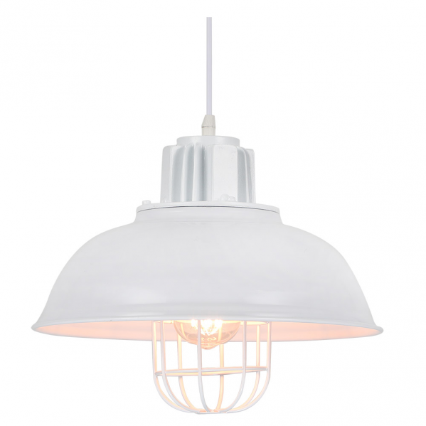 Colgante Emu Blanco Reg. 33x33 cm de Abrila, lámpara colgante de metal industrial retro rústico en blanco para decoración doméstica e interior (ref. 132191001)