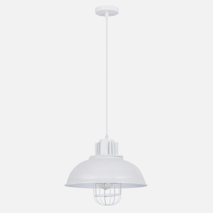 Colgante Emu Blanco rectangular de 33x33 cm, lámpara de metal industrial retro de Abrila modelo 132191001, diseño rústico para decoración interior doméstica en estilo industrial.