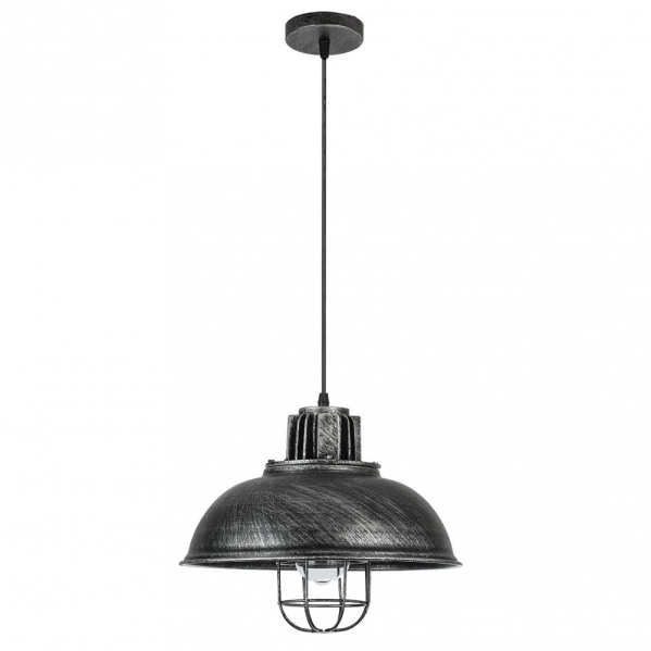 Colgante Emu 1xE27 en estilo rústico-plata de Abrila, lámpara colgante industrial retro de metal para decoración interior doméstica, regulable 33x33 cm, modelo 132191010