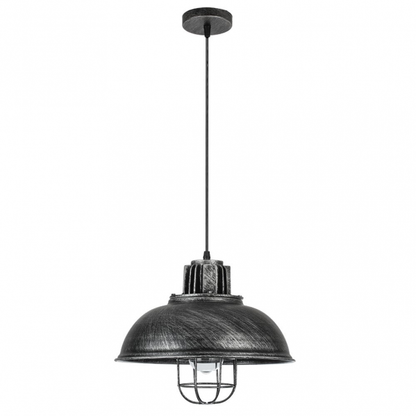 Colgante Emu 1xE27 en estilo rústico-plata de Abrila, lámpara colgante industrial retro de metal para decoración interior doméstica, regulable 33x33 cm, modelo 132191010