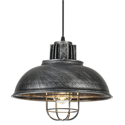 Colgante Emu 1xE27 rústico-plata de Abrila, lámpara colgante industrial retro de 33x33 cm en metal, ideal para decoración interior doméstica con casquillo E27, modelo 132191010.