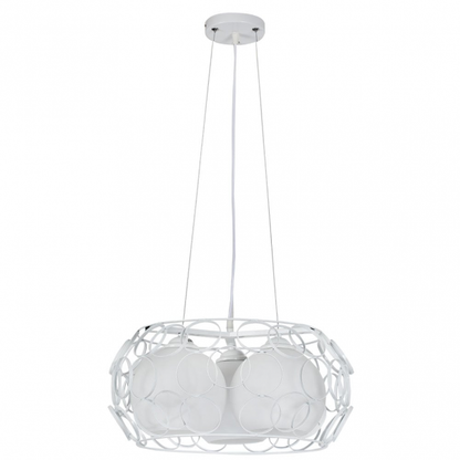 Colgante Peregrino 3xE27 Blanco de Abrila, lámpara colgante moderna con diseño retro en metal y cristal, ideal para iluminación doméstica interior y decoración minimalista (modelo 132293001).