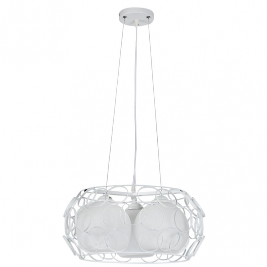 Colgante Peregrino 3xE27 Blanco de Abrila, lámpara colgante moderna con diseño retro en metal y cristal, ideal para iluminación doméstica interior y decoración minimalista (modelo 132293001).