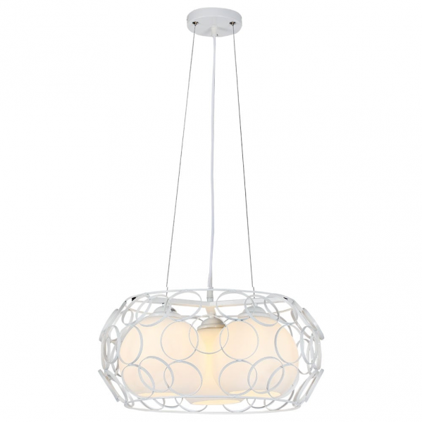 Colgante Peregrino 3xE27 blanco de Abrila modelo 132293001, lámpara colgante moderna en metal con cristales retro para iluminación doméstica interior y decoración elegante