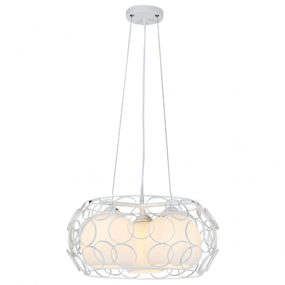 Colgante Peregrino 3xE27 blanco de Abrila modelo 132293001, lámpara colgante moderna en metal con cristales retro para iluminación doméstica interior y decoración elegante