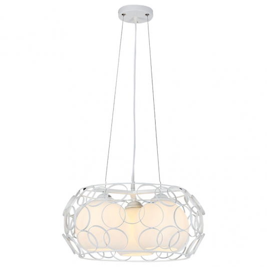 Colgante Peregrino 3xE27 blanco de Abrila modelo 132293001, lámpara colgante moderna en metal con cristales retro para iluminación doméstica interior y decoración elegante