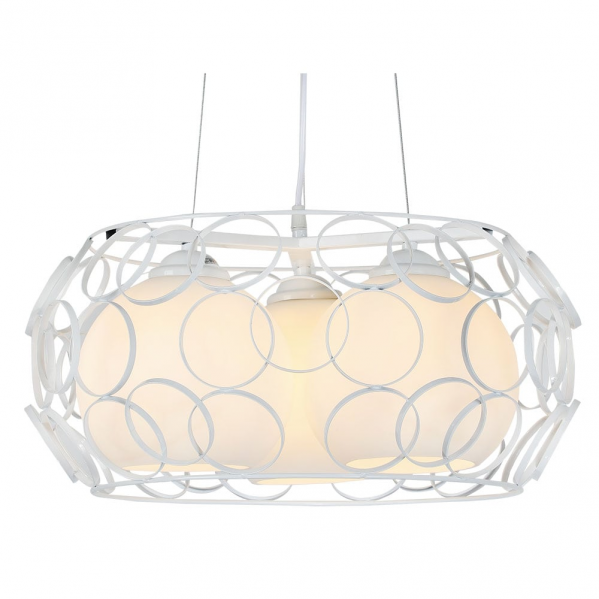 Colgante Peregrino 3xE27 Blanco de Abrila (132293001) en estilo moderno-retro con cristales y metal, ideal para iluminación doméstica interior y decoración AI2.