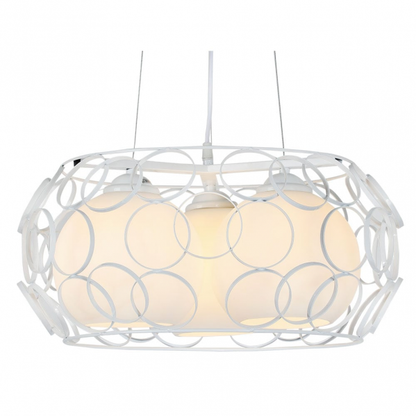 Colgante Peregrino 3xE27 Blanco de Abrila (132293001) en estilo moderno-retro con cristales y metal, ideal para iluminación doméstica interior y decoración AI2.