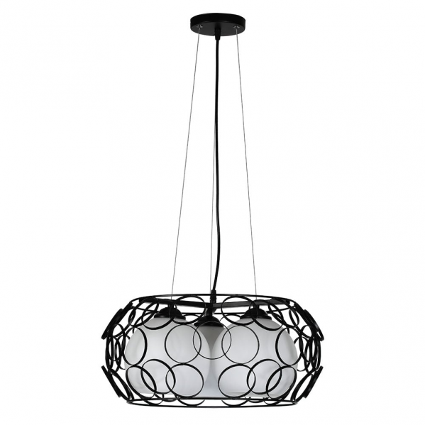 Lámpara colgante Peregrino de Abrila en negro, modelo regulable 3xE27 con cristal y metal retro, diámetro 45 cm, ideal para decoración interior moderna y doméstica (código 132293009).