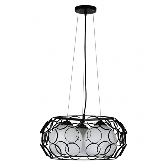 Lámpara colgante Peregrino de Abrila en negro, modelo regulable 3xE27 con cristal y metal retro, diámetro 45 cm, ideal para decoración interior moderna y doméstica (código 132293009).