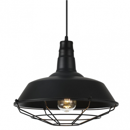 Lámpara colgante Flamenco negra de 36 cm en metal, diseño industrial retro rústico de Abrila (132591009), ideal para decoración interior doméstica con estilo flamenco AI2