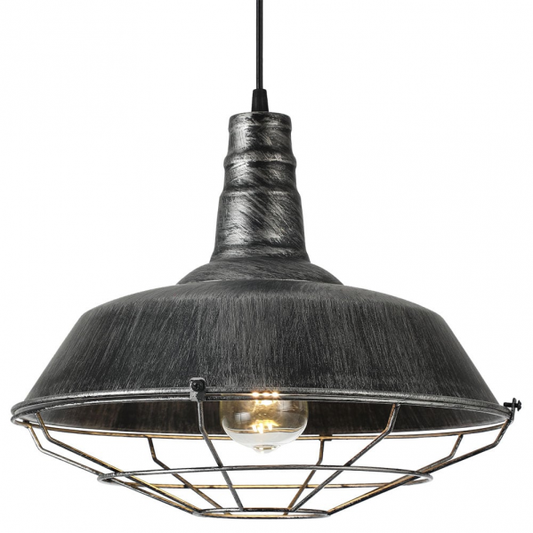 Colgante Flamenco Rústico en Plata de 36cm para decoración industrial retro, lámpara de interior Abrila modelo 132591010 con casquillo E27 en metal vintage para hogar doméstico