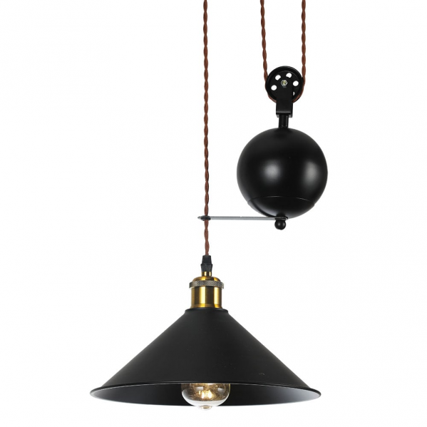 Lámpara colgante Triguero negro regulable de Abrila, diseño rústico en metal negro para decoración farmhouse chic en interiores domésticos, modelo 132691009 de AI2, iluminación colgante moderna y versátil.