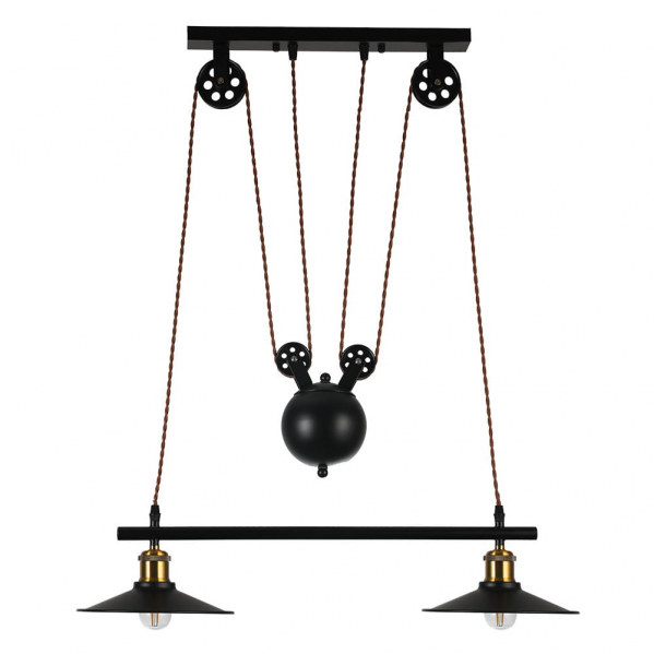 Lámpara colgante Triguero negro 2xE27 de Abrila, diseño rústico farmhouse chic en metal negro regulable, ideal para decoración interior doméstica con bombillas E27, modelo 132692009 para iluminación AI2.