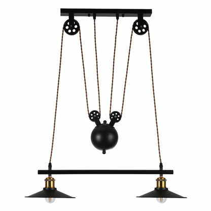 Lámpara colgante Triguero negro 2xE27 de Abrila, diseño rústico farmhouse chic en metal negro regulable, ideal para decoración interior doméstica con bombillas E27, modelo 132692009 para iluminación AI2.