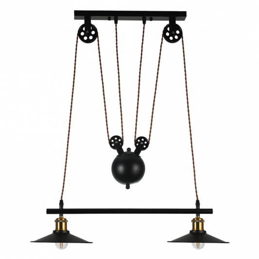 Lámpara colgante Triguero negro 2xE27 de Abrila, diseño rústico farmhouse chic en metal negro regulable, ideal para decoración interior doméstica con bombillas E27, modelo 132692009 para iluminación AI2.