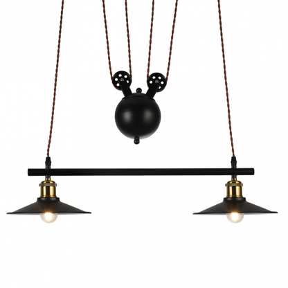 Lámpara colgante Triguero negro de Abrila modelo 132692009, diseño rústico farmhouse chic en metal negro regulable con 2 casquillos E27 para bombillas, ideal para decoración interior doméstica AI2